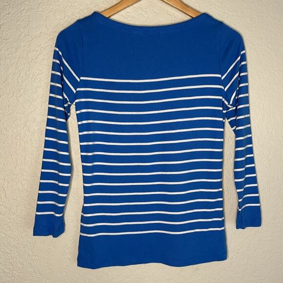 Vineyard Vines Blue Stripe Top Nautical Preppy Vacation Coastal Seaside Yacht - Picture 5 of 8